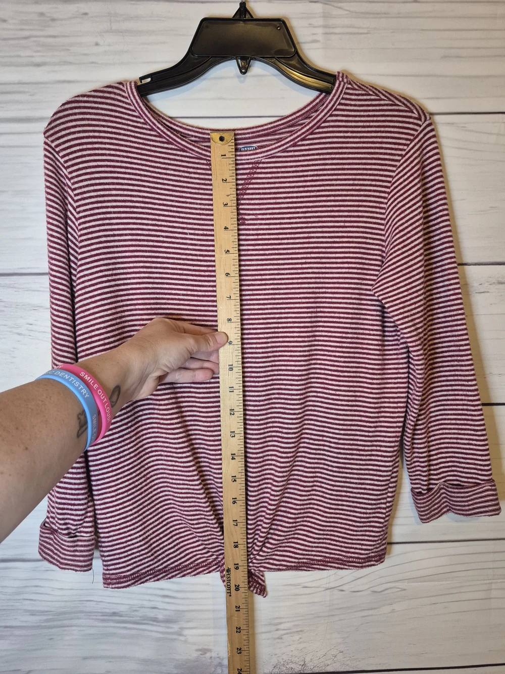 Old Navy Purple & White Striped Tie-Hem Long Sleeve Lightweight Sweater Top Soft